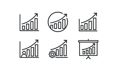 Set of growth graph icons featuring charts and graphics vector icon isolated illustration