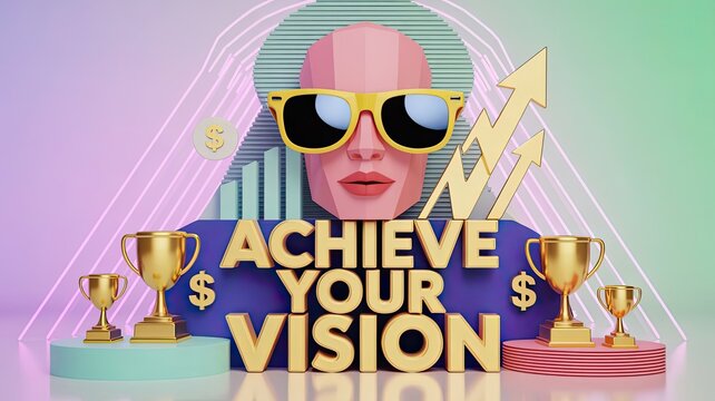 Abstract illustration of a confident woman achieving financial success  
