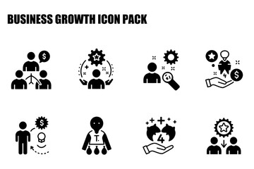 Business growth icons for diverse demographics in various settings. Business people collaborating to maximize revenue. General business growth.