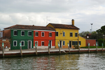Colorful facades of Burano town, Venetian Lagoon, Italy