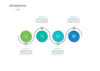 Business infographic template. 4 Step timeline journey. Process diagram, Infographic elements vector illustration.