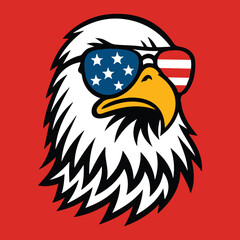 Patriotic Eagle Head with American Flag Sunglasses Illustration for Boys' T-Shirts