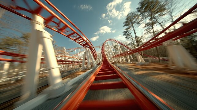 High-Speed Roller Coaster Thrill Ride POV