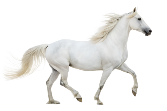 Majestic White Horse in Motion A Stunning Photograph of Equine Elegance