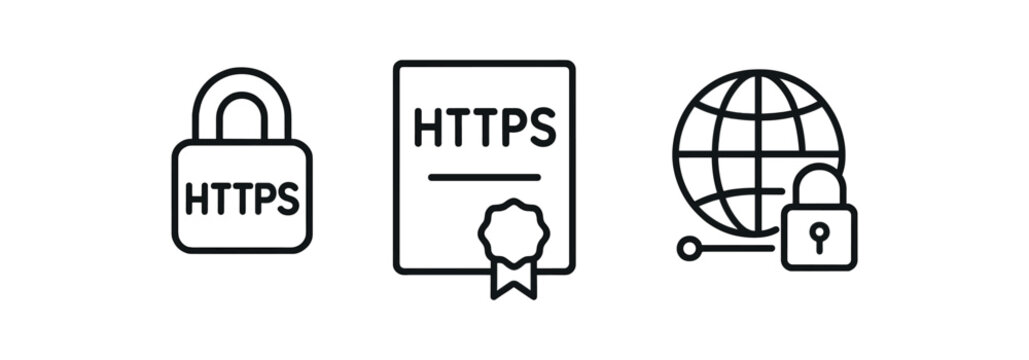 Https security symbols representing secure connection and encryption vector icon isolated illustration