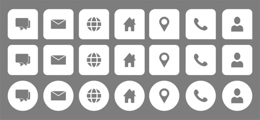 Minimalist Icon Set – Flat Design in Square and Circle Style