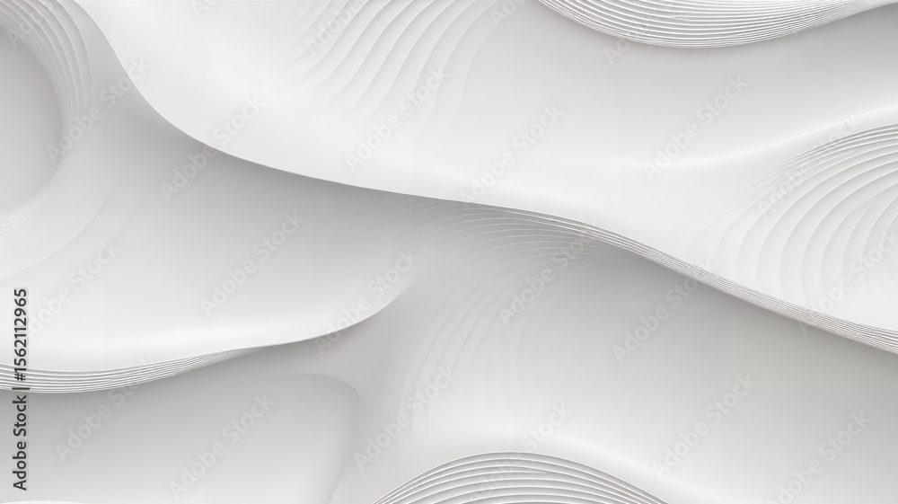 Poster smooth flowing white abstract design with layered wave patterns
