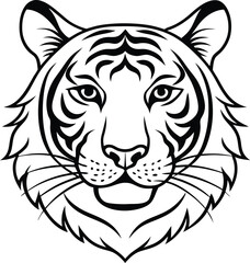 Here is a fierce tiger head vector illustration, perfect for a striking tattoo or wild animal logo design