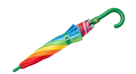 Isolated Rainbow Umbrella Closed