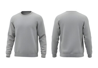 A modern gray t-shirt mockup shown in both front and back views. Isolated on white or transparent background. PNG format.