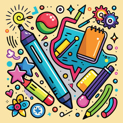 seamless pattern with pencils