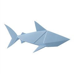 Origami paper shark isolated on white