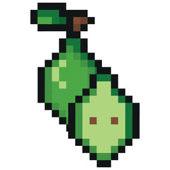 garden fruit in pixel art style namely green pear icon, retro 8-bit graphics style with visible square pixels and minimal color palette