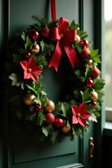 Gleaming gold star adorns a lush Puerto Rican Christmas wreath , christmas, puerto rican christmas