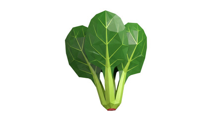 Obraz premium Low-poly spinach model on white background, 3D rendering, digital art, copy space 