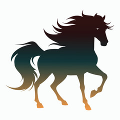 Elegant Horse Silhouette with Gradient Fill on White Background for Graphic Design