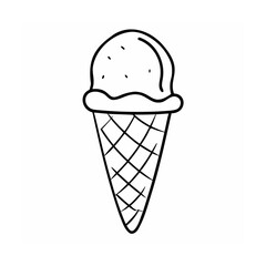 An ice cream cone with a scoop ice cream on top isolated on dessert