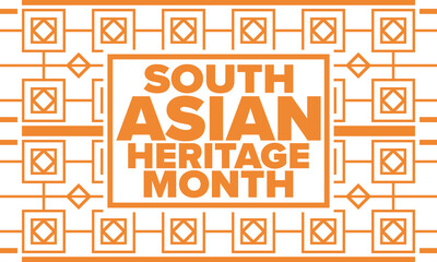 South Asian Heritage Month. Celebrate the diverse cultures and histories of South Asia. Traditional pattern. Creative art poster. Vector illustration