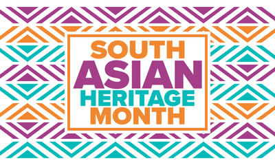 South Asian Heritage Month. Celebrate the diverse cultures and histories of South Asia. Traditional pattern. Creative art poster. Vector illustration
