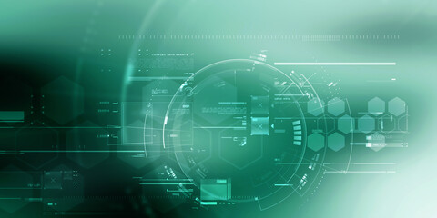 Fototapeta premium 2d illustration Abstract futuristic electronic circuit technology background 