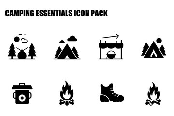 Camping essentials icon pack