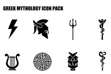 Greek Mythology Icon Pack. Various Symbols in a Flat Design.