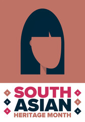 South Asian Heritage Month. Celebrate the diverse cultures and histories of South Asia. Traditional pattern. Creative art poster. Vector illustration