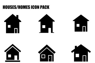 Fototapeta premium House icons in a graphic design set with various styles. Simple house silhouettes in front of a plain white background.