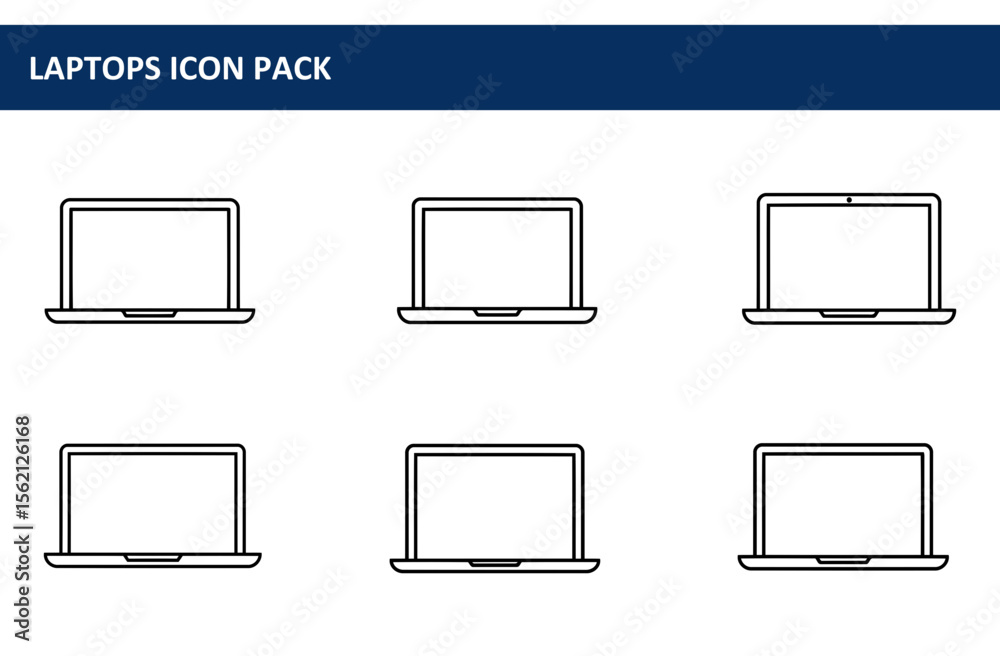 Poster line art of multiple laptops in a grid pattern.