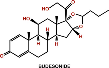 Obraz premium Chemical structure of budesonide or pulmicort, component of inhalers
