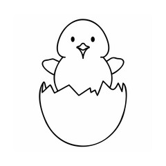 Outline a chick hatching from an egg on a chicken bird