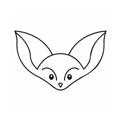 Outline a fox face with large ears simple features on animal