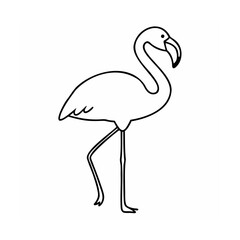 Outline a flamingo bird standing on one leg on a animal drawing