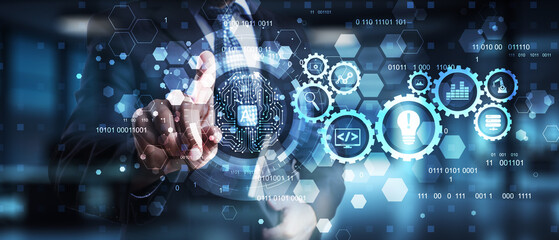 AI-Driven Automation and Innovation Process Illustrated on a Digital Interface.