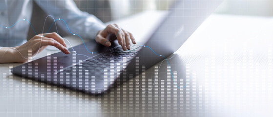 Data Visualization and Analytics Insights on a Wide Banner, Business and Technology Concept.
