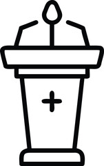 Podium with cross vector, minimalist line art illustration for religious presentations and events