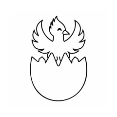 Outline a bird hatching from an egg coloring page design vector