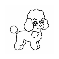 Outline a poodle dog with fluffy fur a tail on a animal canine