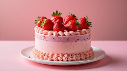 Strawberry Sweet Cake. Happy Birthday Cake, Happy Valentine's Day dessert
