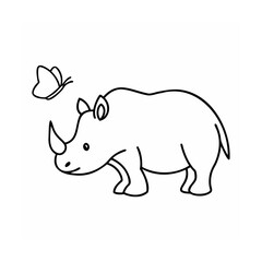 A rhinoceros with a butterfly on a insect animal
