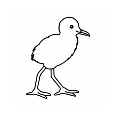Outline a baby bird standing with its beak feet on a chick drawing
