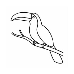 Outline a toucan bird perched on a branch against a animal wildlife