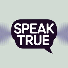 Speak True Podcast Logo Design podcast logo featuring the words speech bubble with audio waveform background podcast logo speak true audio waveform speech bubble design