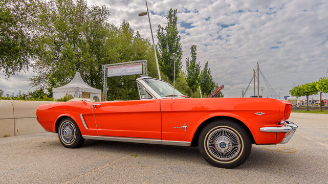 Ford Mustang convertible 1965 at The National Oldtimer Day Lelystad, The Netherlands