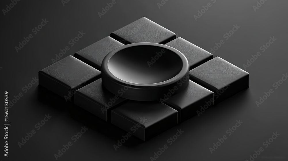 Fototapete abstract black geometric shapes background with circle and square design art