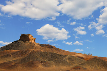 mountain landscape with blue sky and clouds