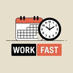 Time Management for Efficient Work graphic design featuring calendar and clock emphasizing the concept working quickly and efficiently time management productivity efficiency work fast calendar