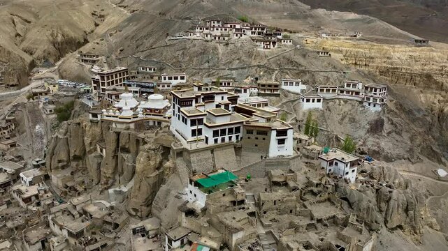 Aerial view of Lamayuru Monastery, India.