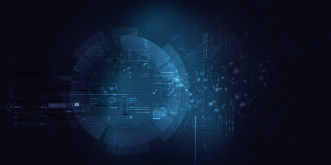 2d illustration Abstract futuristic electronic circuit technology background
