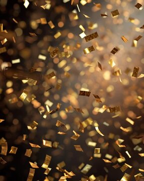 Goldener Konfettiregen im Rampenlicht